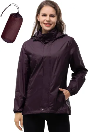 33,000ft Women's Rain Jacket Waterproof Lightweight Packable Raincoat with Hood for Golf Hiking Travel Windbreaker