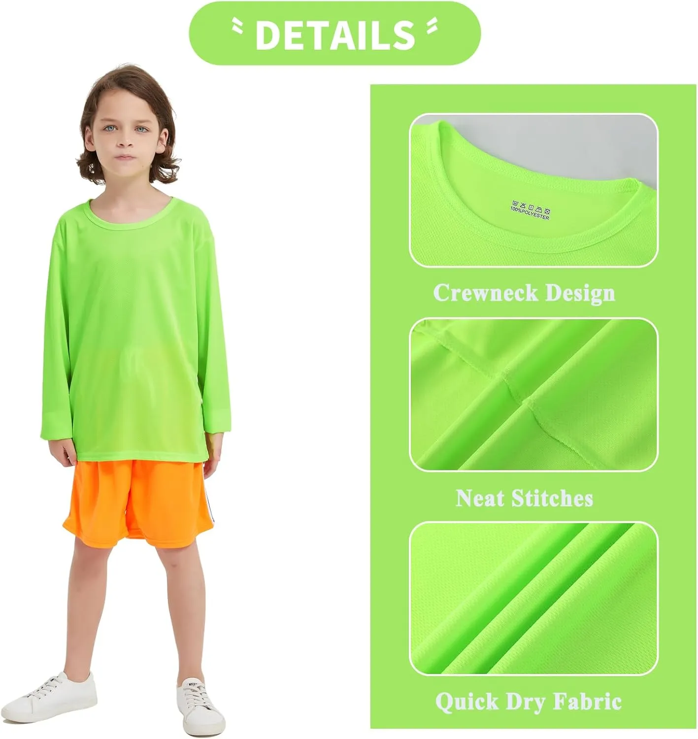 4 Pack Boys Youth Kids Mesh Athletic Quick Dry T Shirts Long Sleeve Moisture Wicking Tee Shirts Active Tops (Age 4-18)