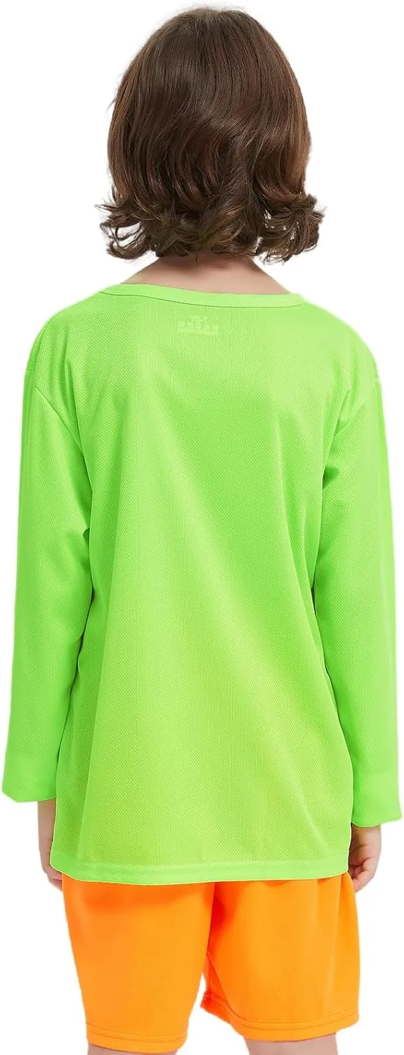 4 Pack Boys Youth Kids Mesh Athletic Quick Dry T Shirts Long Sleeve Moisture Wicking Tee Shirts Active Tops (Age 4-18)