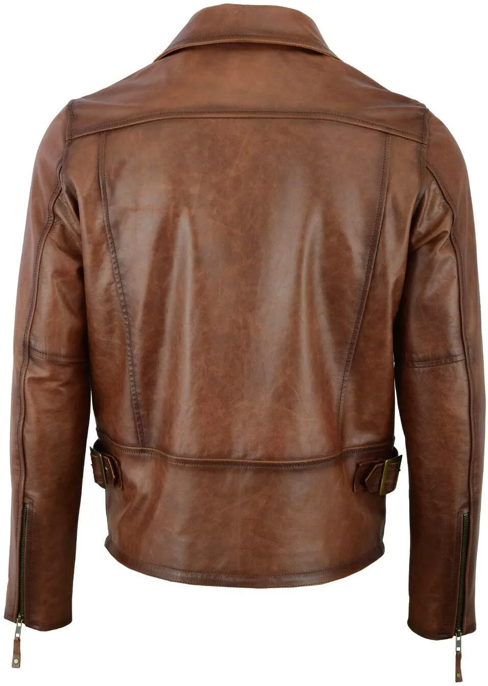 A&H Apparel: Motorcycle Genuine Leather Jacket - Hand-picked Genuine Top-Grain Cowhide Leather Biker Jacket for Men