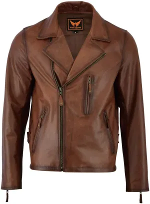 A&H Apparel: Motorcycle Genuine Leather Jacket - Hand-picked Genuine Top-Grain Cowhide Leather Biker Jacket for Men