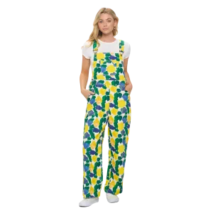 Abstract Mustard Floral Print Overall
