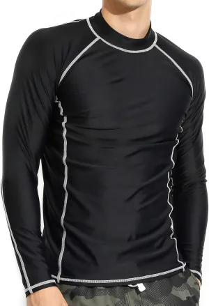 Actleis Men's Long Sleeve Rash Guard, UPF50  UV Sun Protection Swimming Shirts Quick Dry Surf Tee