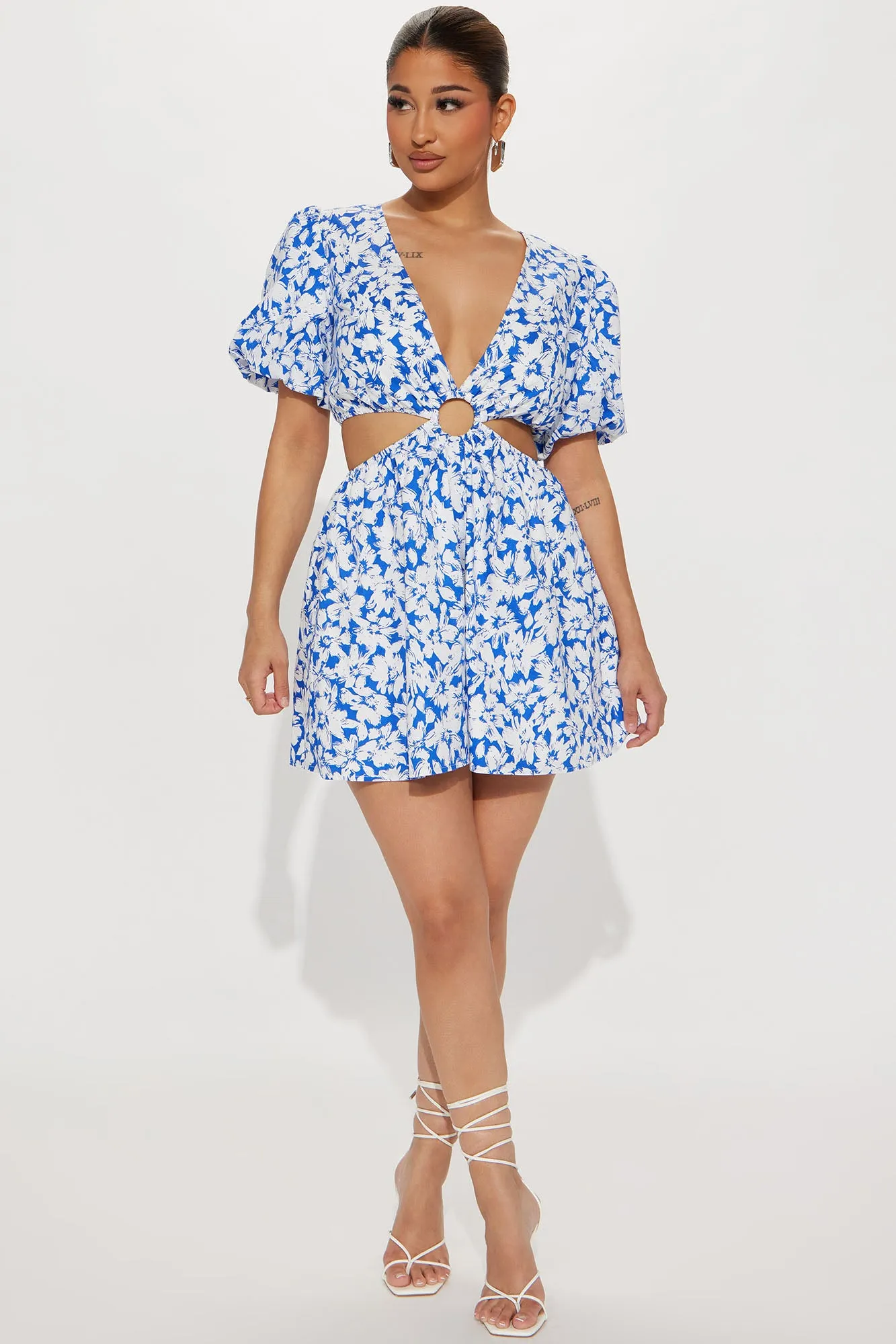 Addicted To You Romper - White/Blue