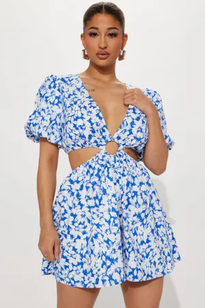 Addicted To You Romper - White/Blue