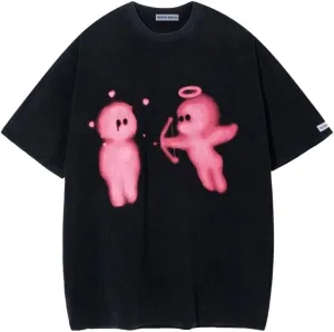 Aelfric Eden Mens Graphic Tees Cupids Love Arrow Oversized Tshirt Print Unisex Tee Y2K Causal Streetwear Tops