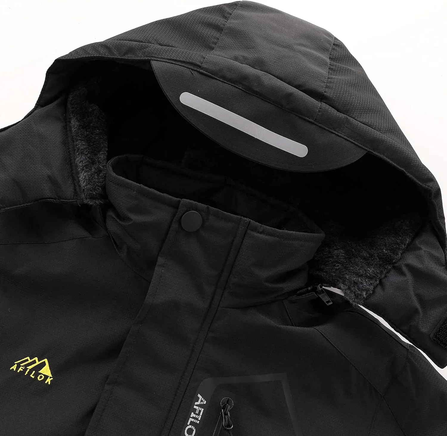 AFILOK Boy's Ski Jacket Waterproof Breathable Kids Fleece Lined Windproof Hooded Snowboard Coats