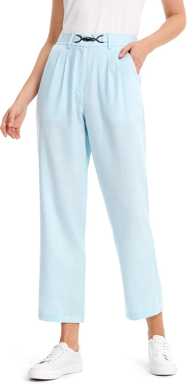 AFITNE Womens Linen Wide Leg Pants High Waist Casual Loose Palazzo Pants with Pockets Flowy Lounge Work Pants 28