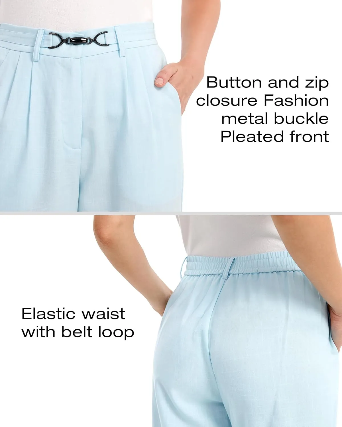 AFITNE Womens Linen Wide Leg Pants High Waist Casual Loose Palazzo Pants with Pockets Flowy Lounge Work Pants 28