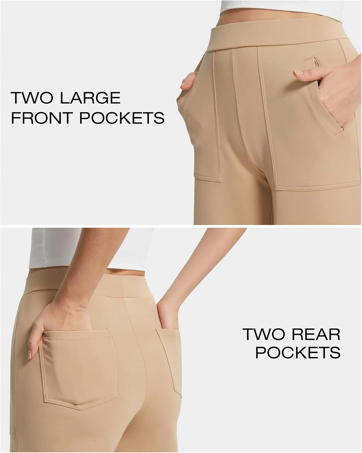 AFITNE Women's Wide Leg Yoga Dress Pants High Waist Stretchy Pull On Work Pants Cropped Casual Lounge Ankle Pants