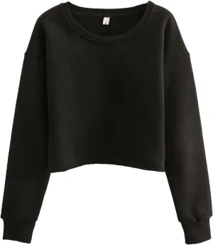 Amazhiyu Womens Pullover Cropped Hoodie Casual Fleece Crop Top for Fall Winter