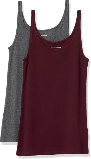 Amazon Essentials Women's Slim-Fit Thin Strap Tank Top, Pack of 2