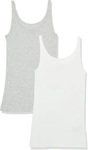 Amazon Essentials Women's Slim-Fit Thin Strap Tank Top, Pack of 2