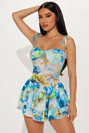 Andra Mesh Romper - Blue/combo