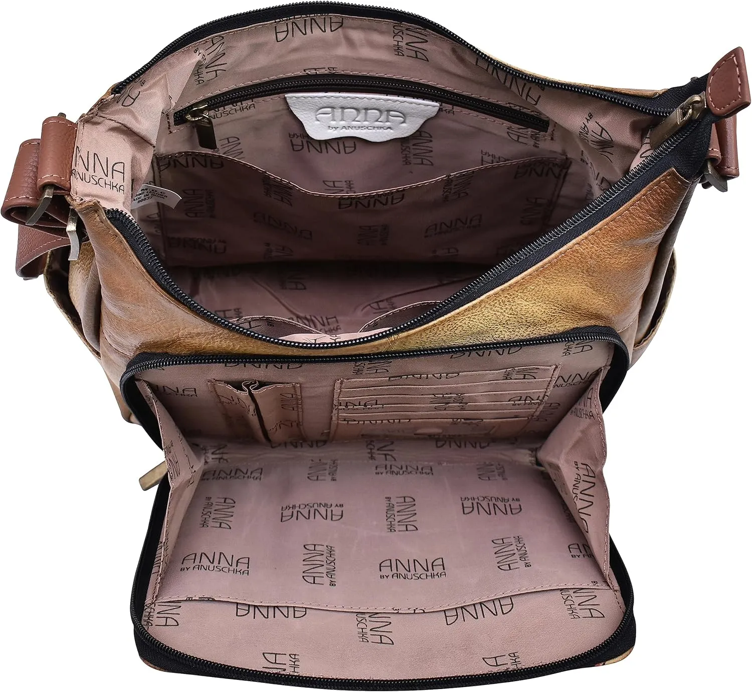Anna by Anuschka Womens Zip-top Multi-compartment Tall Organizer Genuine Leather