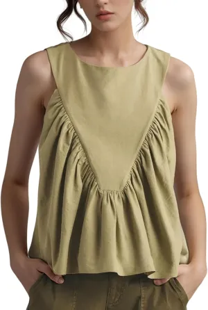 Arssm Women Peplum Babydoll Tank Tops Summer Shirred Swing Sleeveless Loose Fit Shirts Flowy Casual Tank Tops