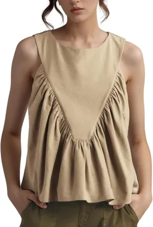 Arssm Women Peplum Babydoll Tank Tops Summer Shirred Swing Sleeveless Loose Fit Shirts Flowy Casual Tank Tops