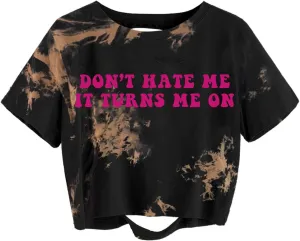 Avanova Women Los Angeles Graphic Distressed Oversized Crop Top Short Sleeve Ripped Boxy Loose Tee Shirt