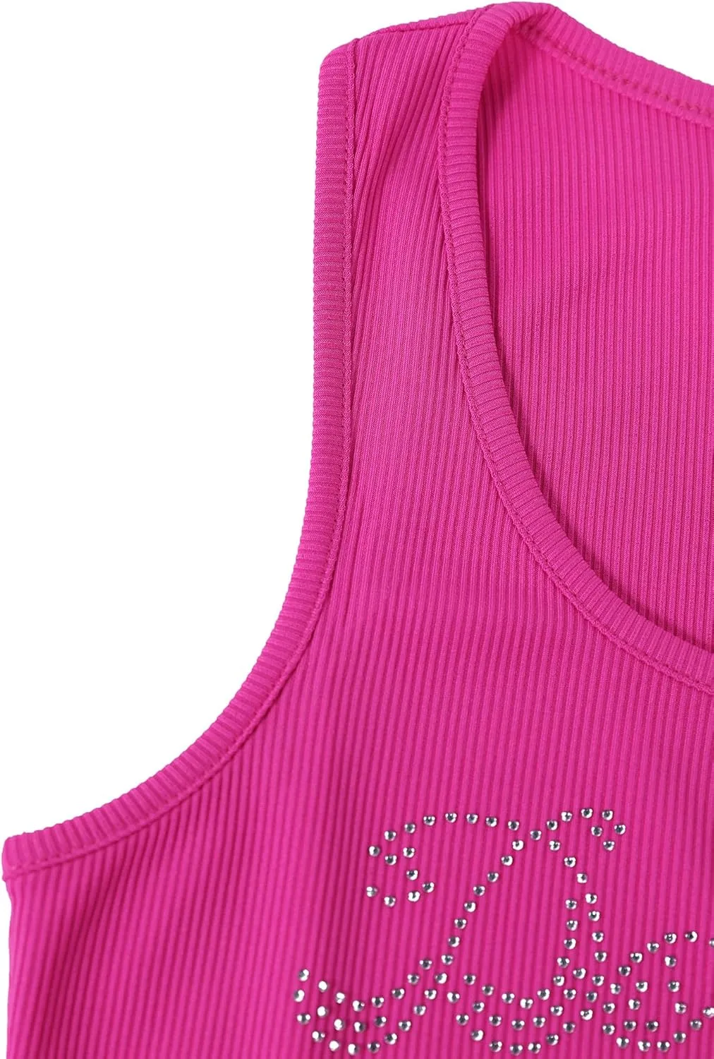 Avanova Women Ribbed Knit Graphic Crop Top Sleeveless Sexy Summer Tank Shirt