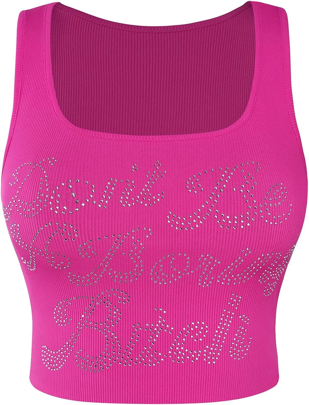 Avanova Women Ribbed Knit Graphic Crop Top Sleeveless Sexy Summer Tank Shirt