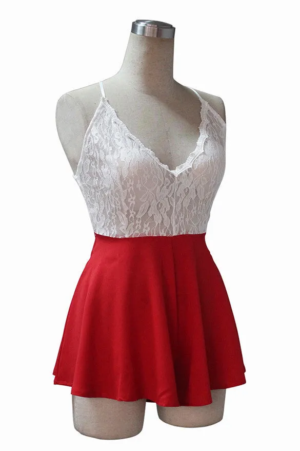 Backless Deep V-neck Halter Sleeveless Romper