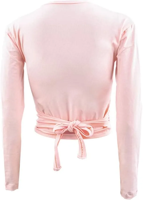 Ballet Wrap Top Dance Cotton Long Sleeve Self Tie Cardigan for Girls