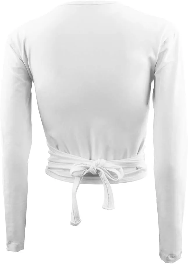 Ballet Wrap Top Dance Cotton Long Sleeve Self Tie Cardigan for Girls