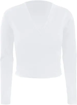 Ballet Wrap Top Dance Cotton Long Sleeve Self Tie Cardigan for Girls