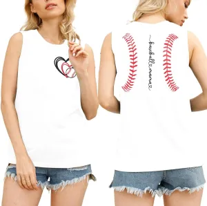 Baseball Mom Tank Top for Women Casual Baseball Graphic Summer Tops Cute Sleeveless Vest Tee