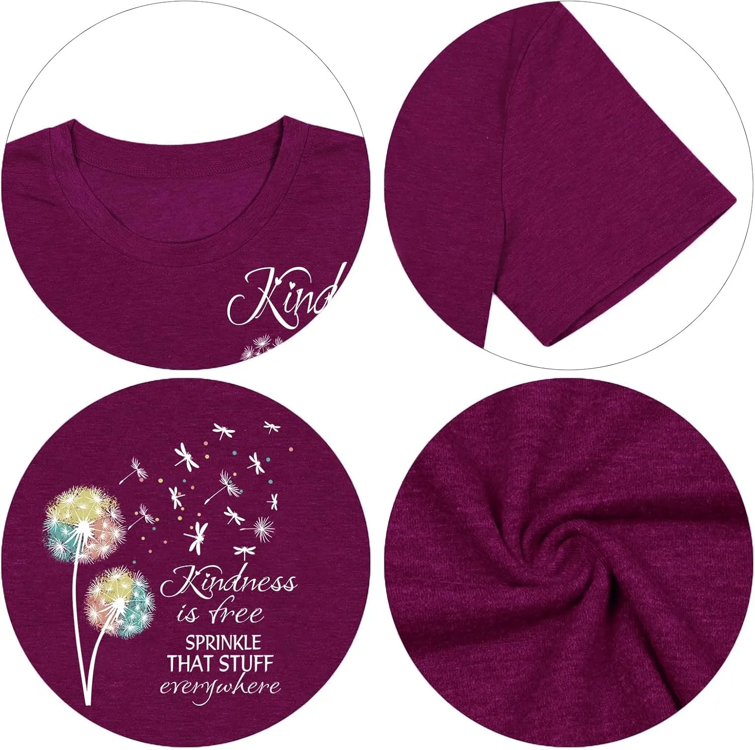 Be Kind Shirt for Women Teacher Kindness Positive Message Tshirt Dandelion Graphic Summer Tee Tops