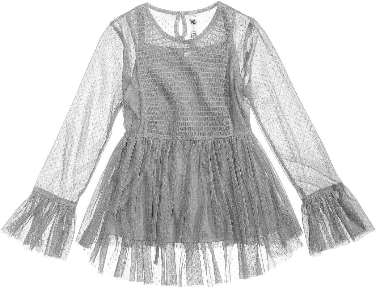 Beautees Big Girls 2-Pc. Smocked Top & Camisole Set Grey Size XLarge