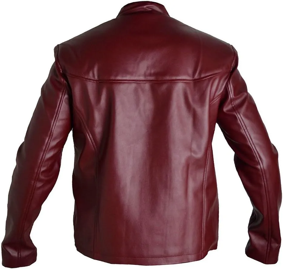 Bestzo Men's Fashion Daredevil Leather Jacket Burgundy Leather