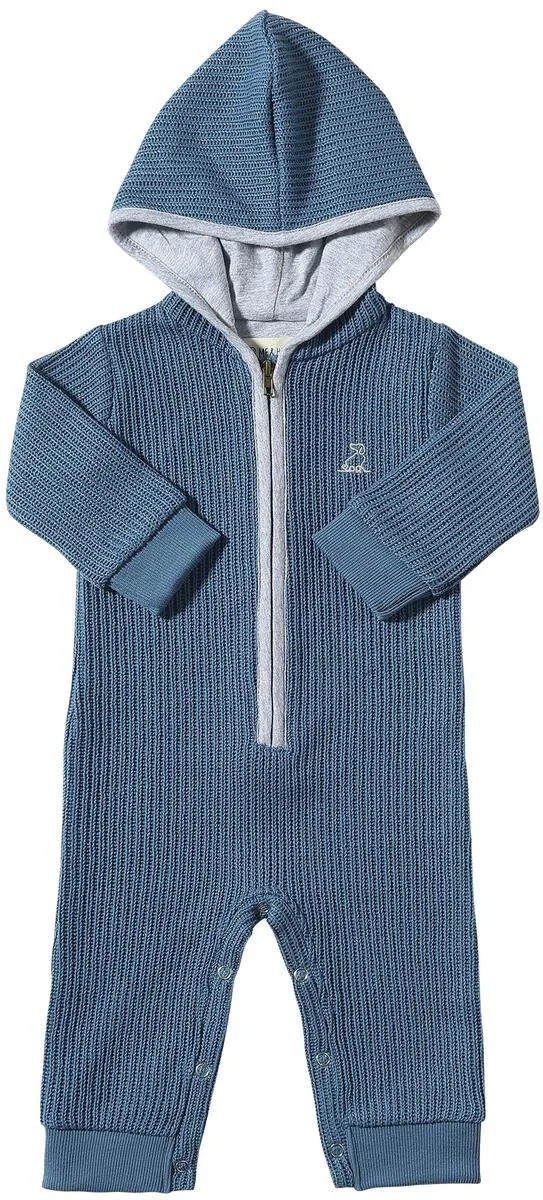 Blaine Knit Hooded Romper - Blue