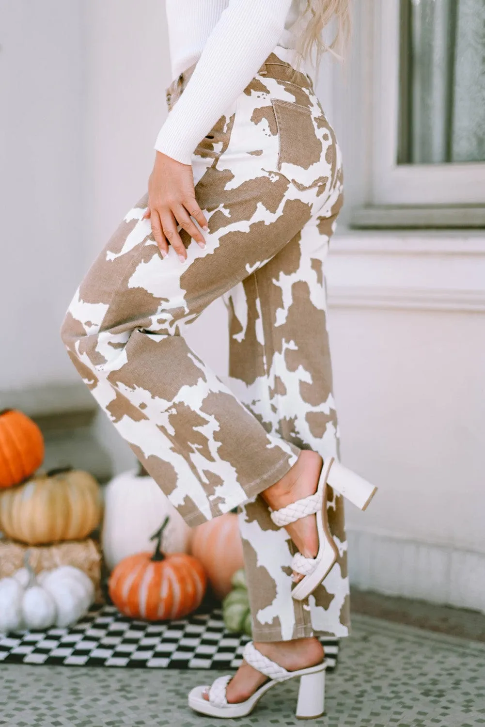Bohemian Cow Print Pants