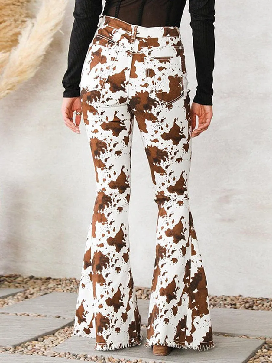 Bohemian Cow Print Pants