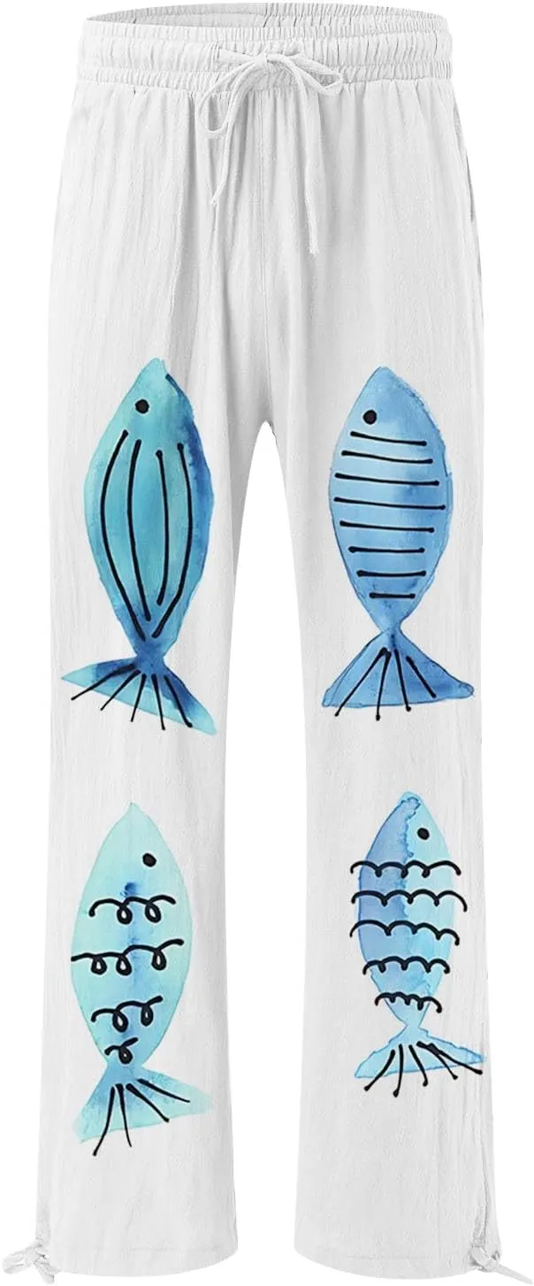 Boho Pants for Women 2025 Women Elastic High Waisted Palazzo Pants Wide Leg Long Lounge Pant Trousers with Pocket