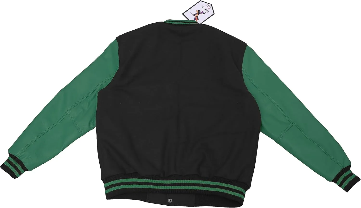 Bomber Jacket Men Motorcycle Biker Racer Baseball Letterman Varsity Jacket Wool Cowhide Leather Dark Green Sleeve