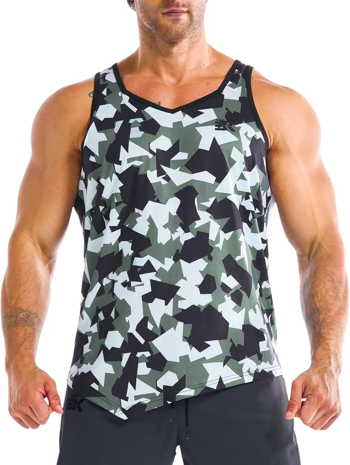 BROKIG Men's Irregular Gym Tank Tops 3 Pack Lightweight Quick Dry Running Sleeveless Shirts Bodybuilding Tee