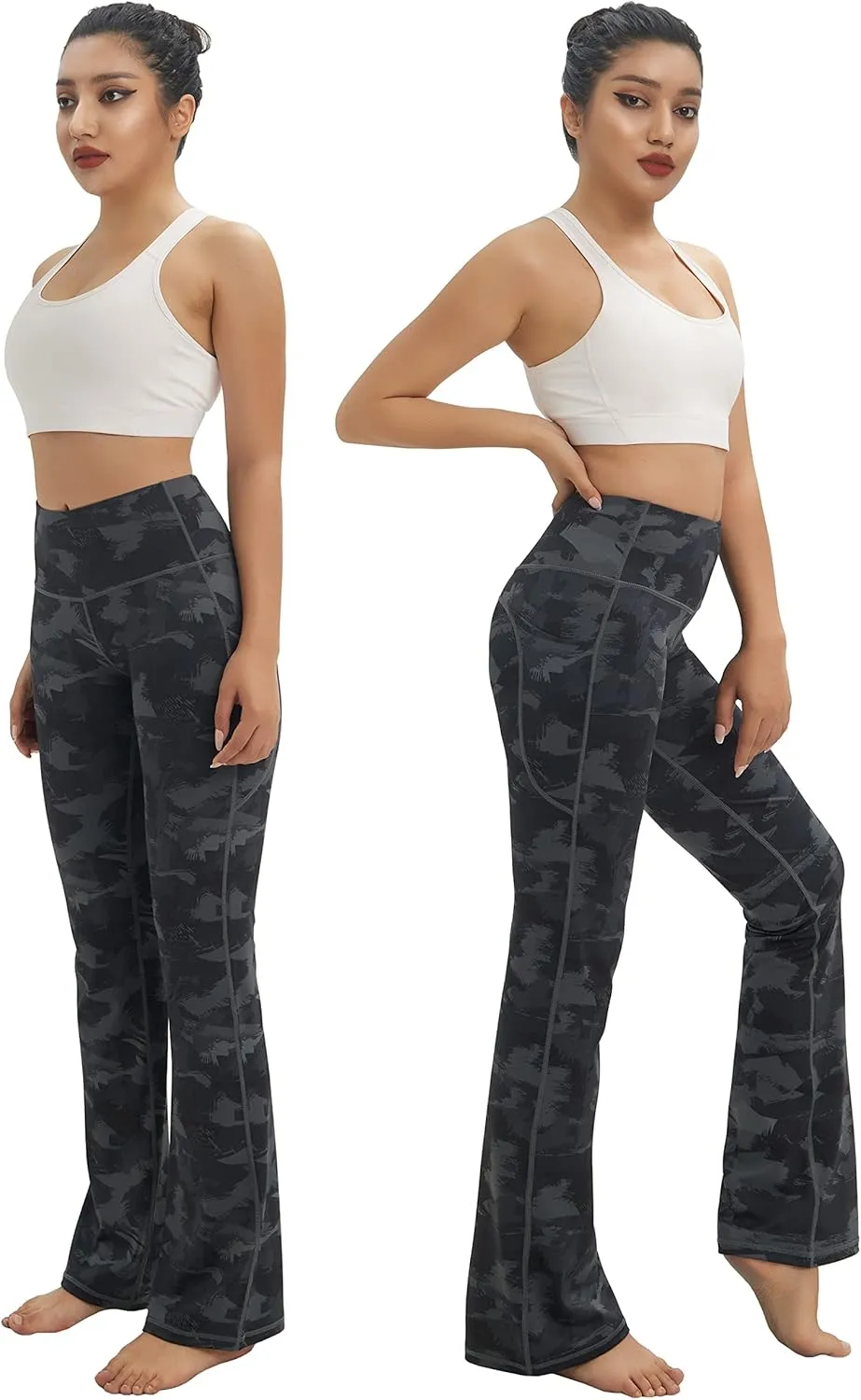 BUBBLELIME 29"/31"/33"/35"/37" Women Bootleg/Wide Legs High Waist Yoga Pants Tummy Control Bootcut Workout Flared Out Pockets