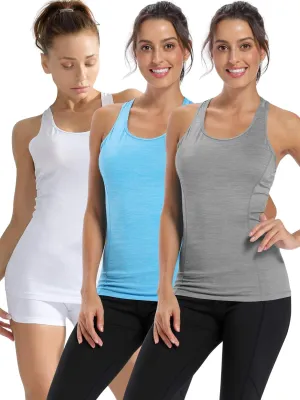 CADMUS 3 Pack Women's Compression Tank Top Athletic Dry Fit Base Layer