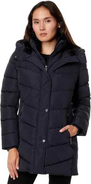 Calvin Klein Women's Long Bib-front Puffer Jacket