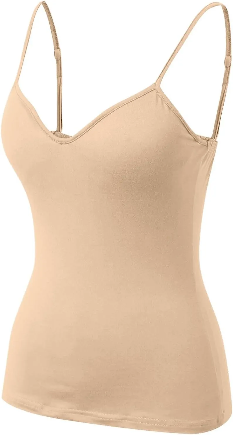 Camisole Tops for Women Wtih Shelf Bra Spaghetti Strap Yoga Shirt Basic Breathable Tank Top Layer Padded Bra