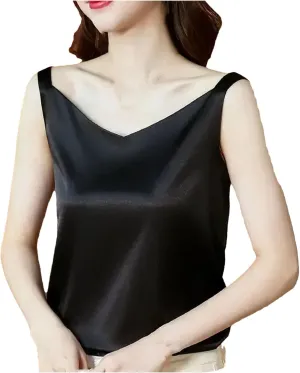 Camisoles for Women Satin Vest Shiny Silk Tank Top Sleeveless Cami Shirt