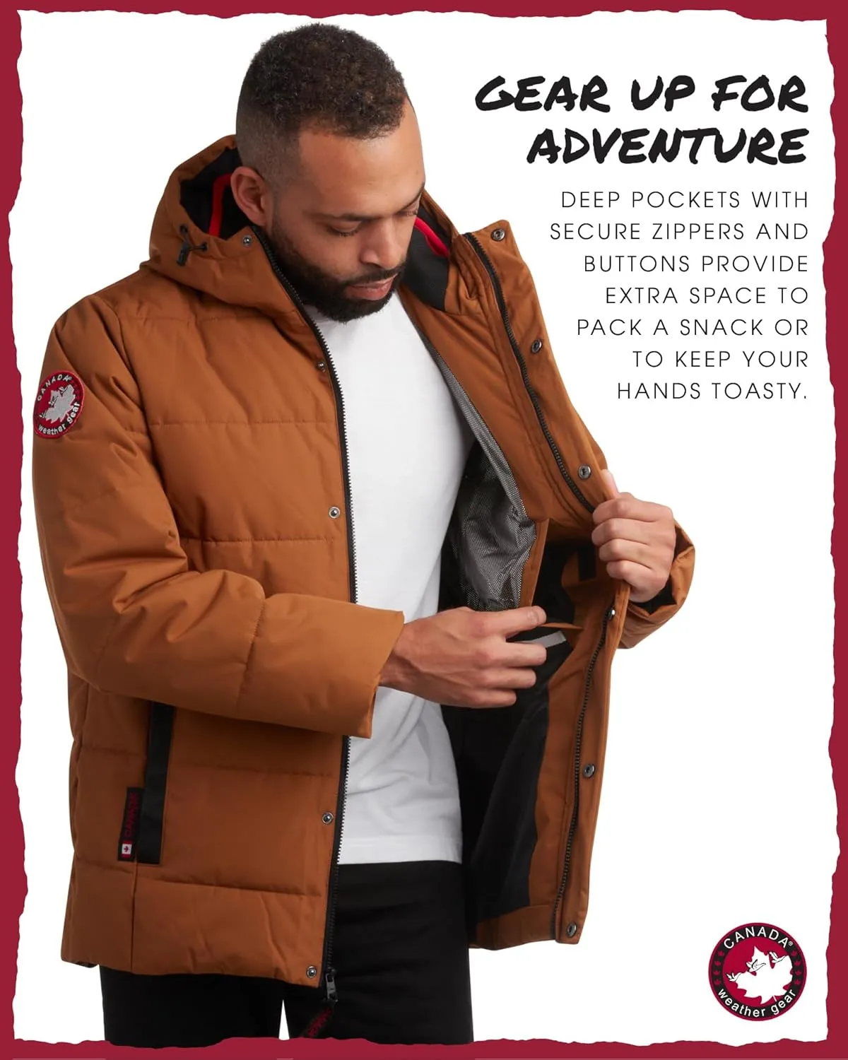 CANADA WEATHER GEAR Men's Winter Jacket  Heavyweight Puffer Jacket  Casual Coat for Men (M-XXL)