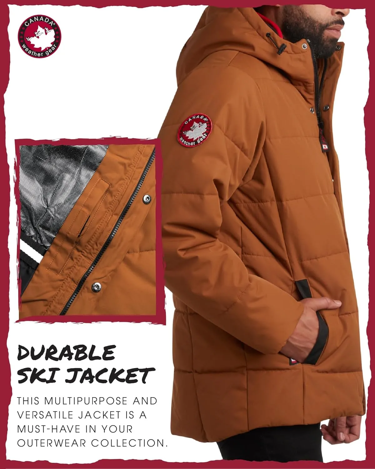 CANADA WEATHER GEAR Men's Winter Jacket  Heavyweight Puffer Jacket  Casual Coat for Men (M-XXL)