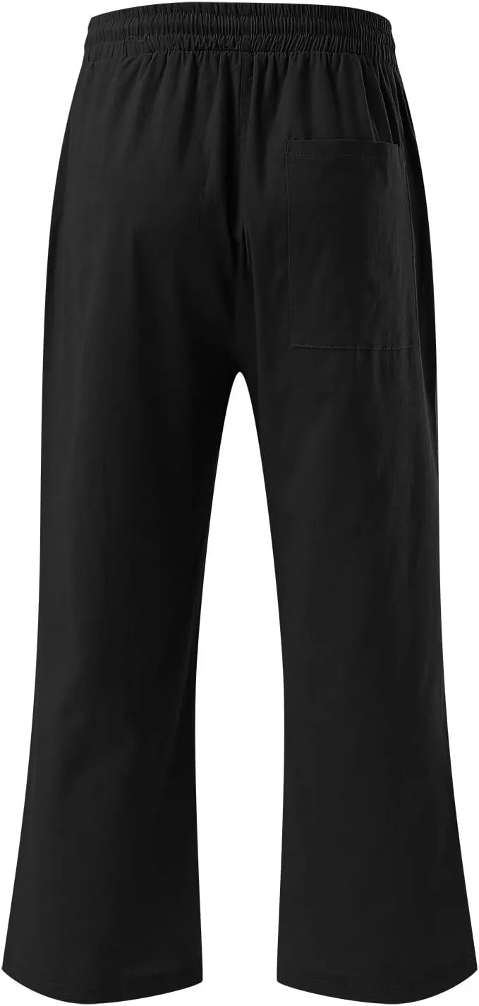 Capri Pants for Women Casual Summer Drawstring High Waist Cropped Pants Lounge Beach Straight Leg Pants