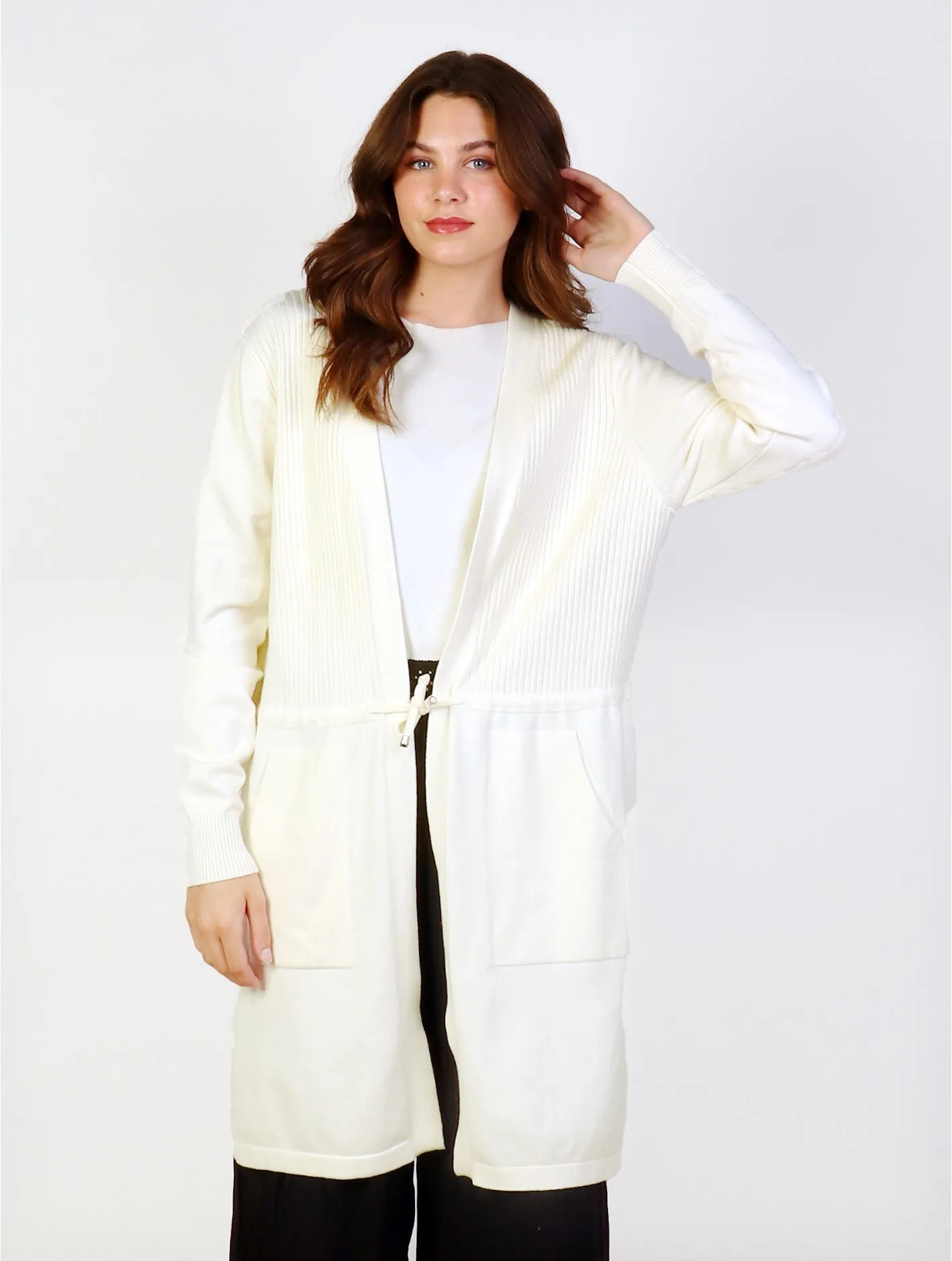 Cardigan with Drawstring Front