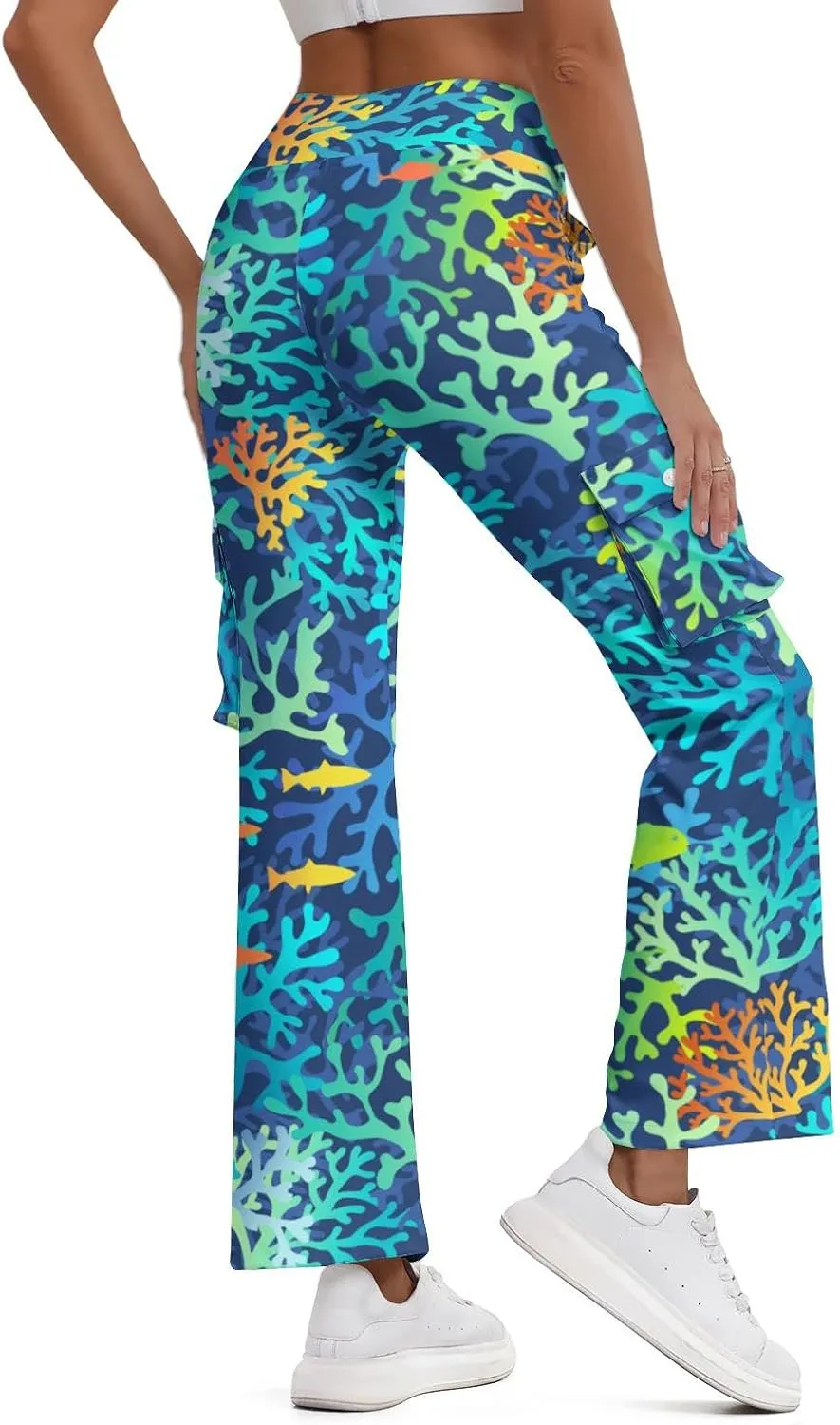 Cargo Flare Leggings for Women with 4 Pockets High Waist Cargo Leggings Workout Cargo Pants Yoga Pants Casual Pants