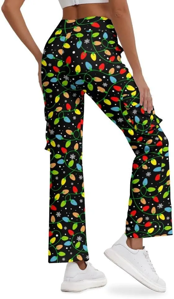 Cargo Flare Leggings for Women with 4 Pockets High Waist Cargo Leggings Workout Cargo Pants Yoga Pants Casual Pants
