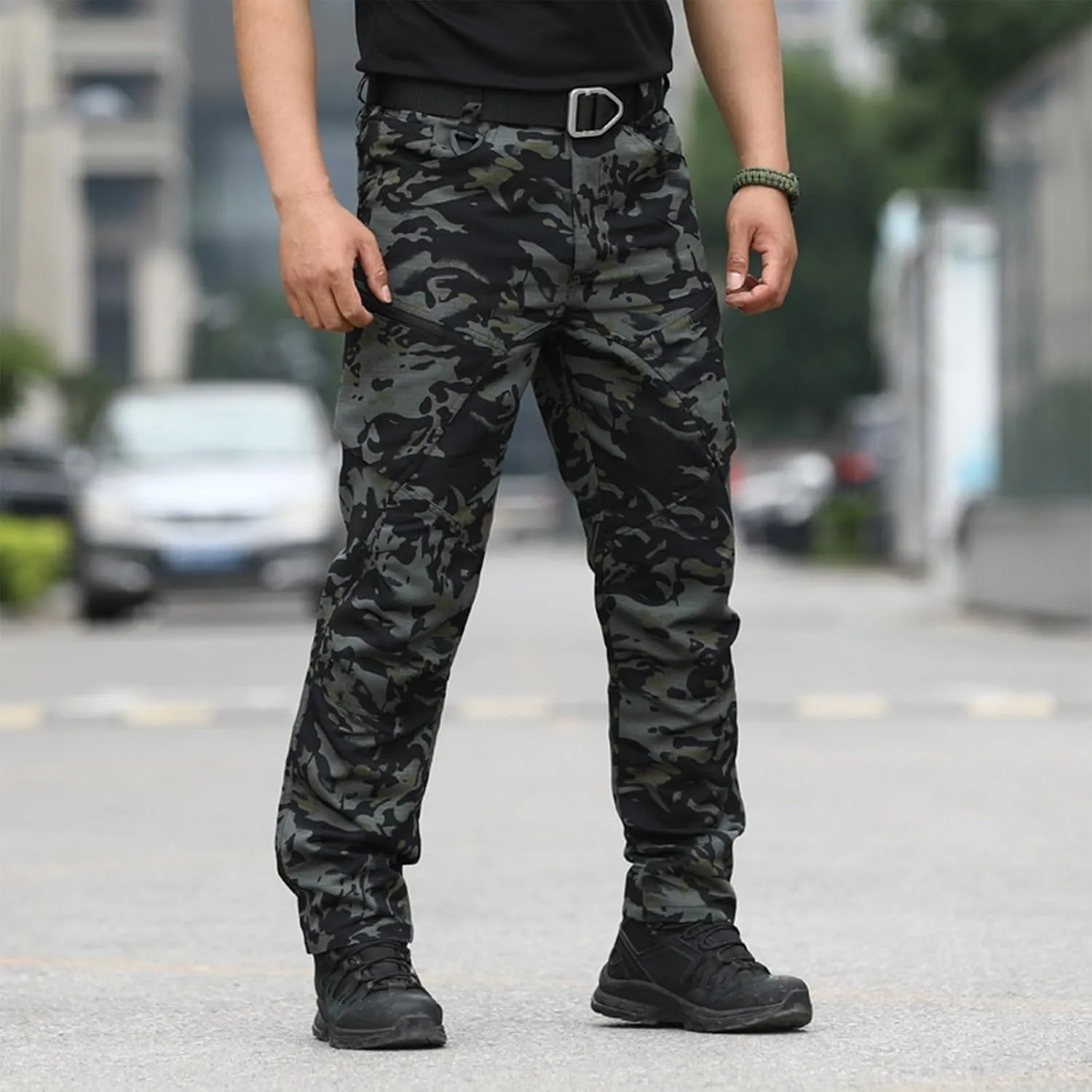Cargo Pants for Men Tactical Pants Stretch Slim Fit Lightweight Ripstop Outdoor Casual Work Trousers with Pockets